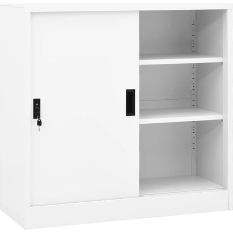Büroschrank mit Schiebetür Weiß 90x40x90 cm Stahl