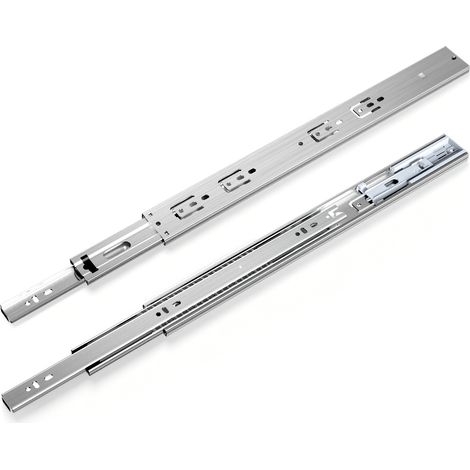 Randaco 1 Paar Schubladenschienen 450 mm Vollauszug, 3-teilig, Softclose mit Selbsteinzug, 45 kg Tragkraft, Schubladenauszug aus Stahl (1/5)