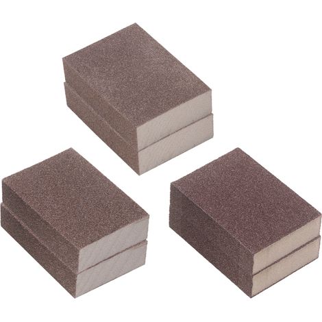 Éponges à poncer, ensemble de 6 blocs de ponçage réutilisables et lavables, grains 60/120/240 (gros/moyen/fin), pour métal et bois (1/5)