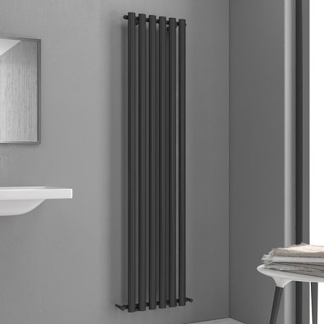 Radiatore bagno 1800x420 mm colore nero opaco 6 elementi verticali KAM-369N kamalu