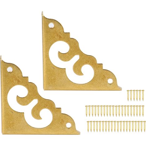 6 Pièces Couvre-Coins Décoratifs Rétro en Laiton pour Boîtes à Bijoux et Meubles (1/5)