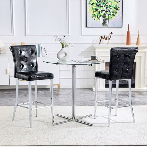 MEUBLIV Set 2 sgabelli da bar neri 54 x 43,2 x 114,3 cm, schienale alto, da montare (1/5)