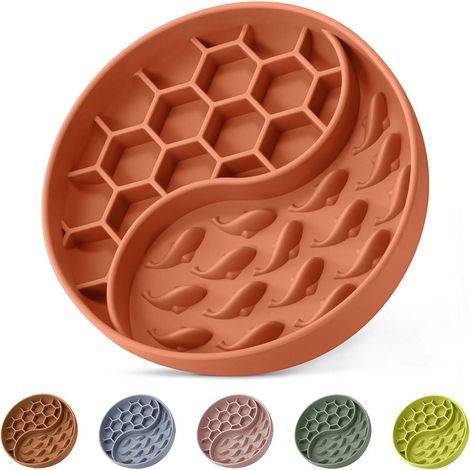 Silikon-Futternäpfe für Hunde mit Saugnäpfen für langsames Fressen, rutschfest für schnelles Fressen, Stressabbau und extra Spaß (orange) (1/3)