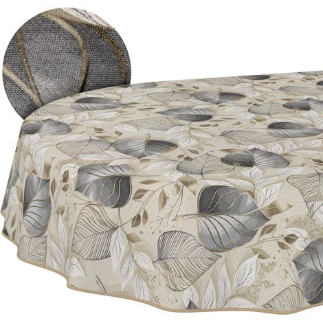 Nappe enduite Feuilles avec Ourlet Ovale 180x140 cm (1/5)