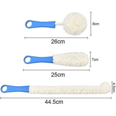Brosses de nettoyage Lot de 3 carafes en verre Brosse de nettoyage pour verre à vin et à champagne (1/4)