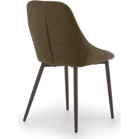 Sedia da interni Kira con seduta in tessuto easy-clean colore marrone e struttura in metallo verniciato bronzo - Design contemporaneo (1/5)