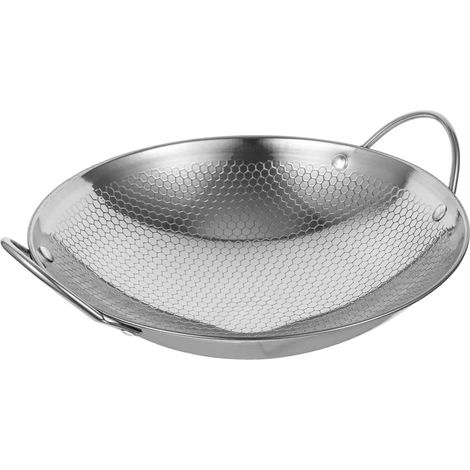 Mini casserole sèche antiadhésive de 23 cm en acier inoxydable avec double anse - Poêle à fruits de mer, casserole portable pour l'extérieur, surface brillante (1/5)
