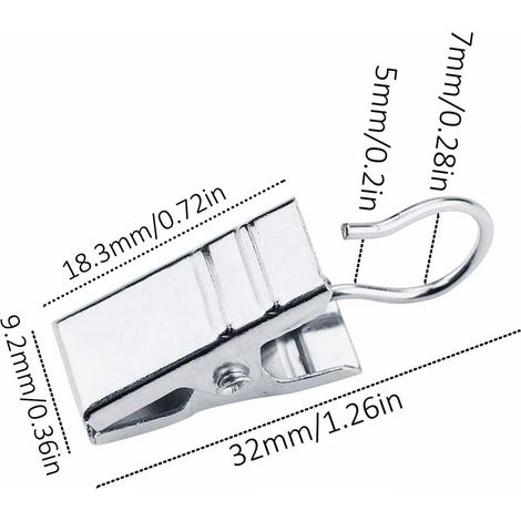 Vorhangclips, Haken, lackierte Clips, Schnallen, Duschvorhangclips, robuste, verstärkte Clips, langlebiger Edelstahl (20 Stück) (1/5)