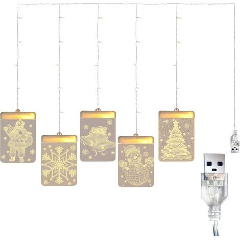 LED ventouse lumière 3D porte et fenêtre père noël élan cloches noël LED guirlande lumineuse flocon de neige nouvel an économique A (1/5)