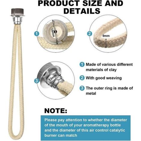 1 PièCes SéRies Durable Remplacement Parfum Huile Lampe MèChe Catalytique BrûLeur Diffuseur AromathéRapie 14.4 Cm Or + Beige (1/4)