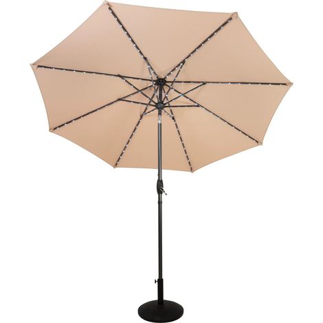 LED Tilt Parasol 2.7m With Tilt Base – Beige