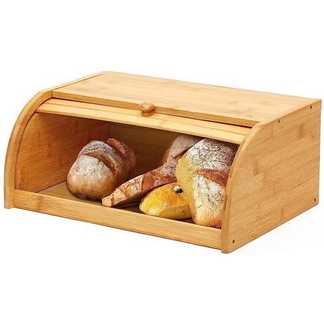 Boîte à pain de style japonais, rangement en bambou, jaune (1/5)