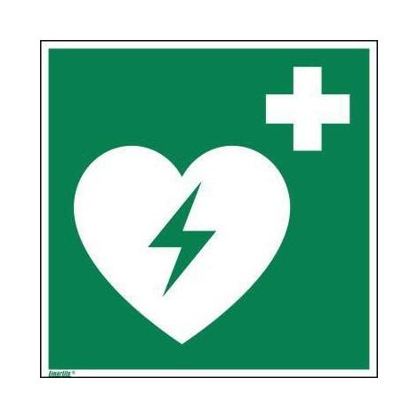Hinweisschild 20 x 20 cm (B x H) E010 Defibrillator als Fahnenschild Hart-PVC