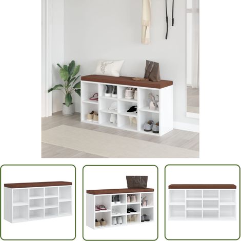 Maison Exclusive Schuhbank Hochglanz-Weiß 103x30x48 cm (1/5)