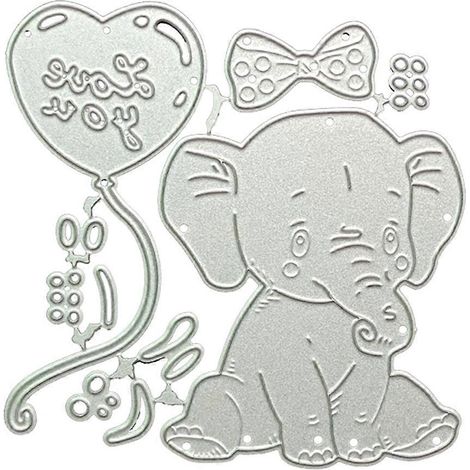 Niedliche sitzende Elefanten-Metallstanzformen, Schleifen-Ballon-Prägeformen, Schriftzug-Stanzformen, Schablonen