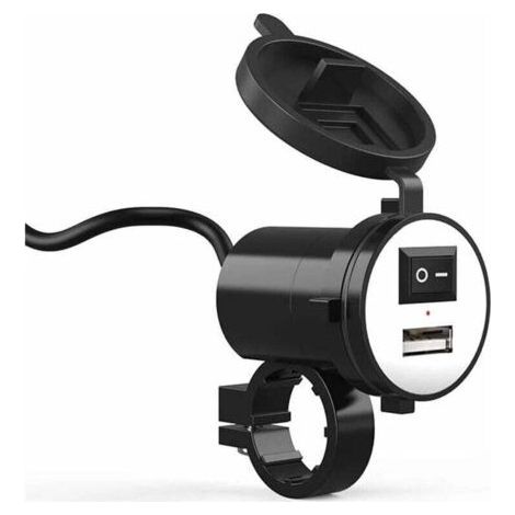 Cargador USB impermeable de 12 V para motocicleta, soporte universal para manillar de motocicleta, cargador USB impermeable para motocicleta, carga rápida de 5 V/2,1 A para GPS y teléfonos móviles. (1/4)