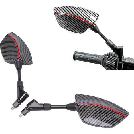 Motorrad-Innenspiegel mit Carbonfaser-Optik, große Ausführung, universell 8 mm, rot (1/5)