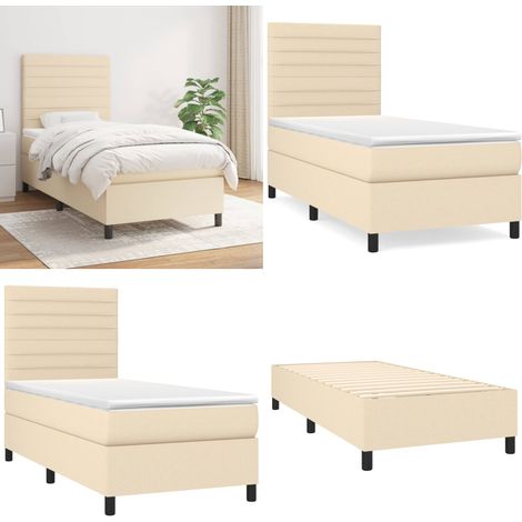 Boxspringbett mit Matratze Creme 100x200 cm Stoff - Boxspringbett - Cremefarbenes Bett - Doppelbett - Bettrahmen - Matratze - Home & Living (1/5)