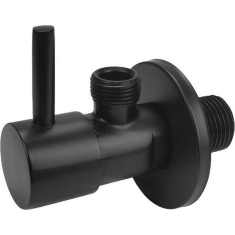 Robinets D Arret Eau - Laiton Noir Mat - Filetage BSP 1/2 Pouces Cote Mur 3/8 Pouces Cote Tuyau - Pour Lavabo Et Bidet - 1 Piece (1/2)