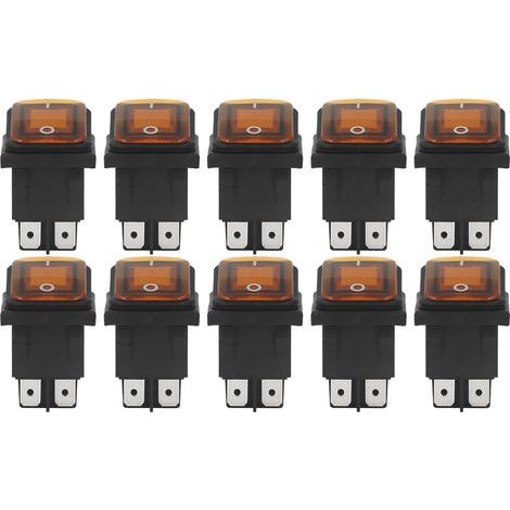 Interrupteur à Bascule, IP55 étanche Argent Ignifuge PA66 Interrupteur à Bascule 4 Broches 30A AC 125V 250V Isolation électrique avec Lumière LED pour Bateau (Orange) (1/5)