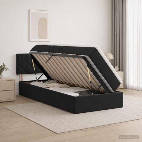 Cama con almacenamiento Negro 90 x 200 cm Terciopelo (1/5)