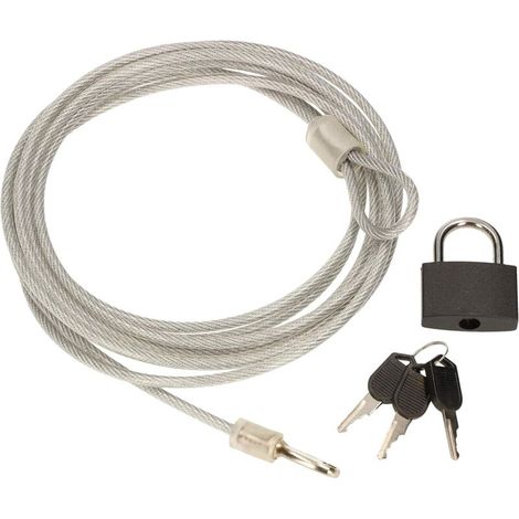 Cadenas 30 mm avec câble acier 4 mm x 3 m, serrure antivol sécurisée pour vélo et équipements divers (1/5)