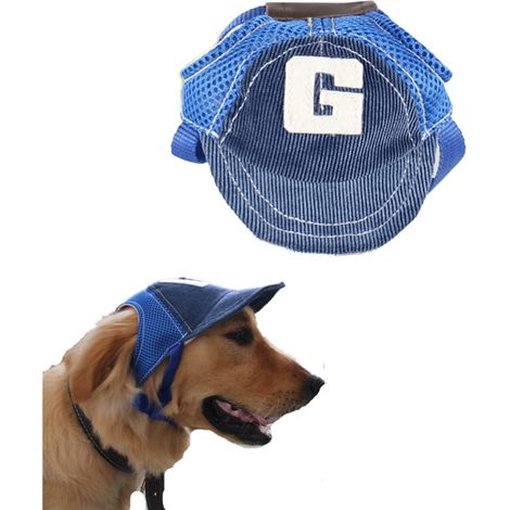 Chapeau de protection solaire pour chien, visière réglable et respirante avec trous pour les oreilles, accessoire extérieur pour été, promenade, voyage et activités (1/5)
