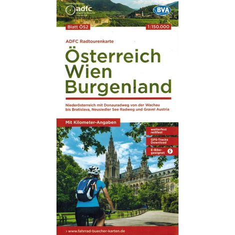 Österreich, Wien, Burgenland 1:150.000. Wasserdichte Fahrradkarte. Ausgabe 2024. adfc (1/5)