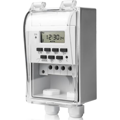 Programmateur interrupteur relais programmable, Minuteur numérique 220 V, Minuteur 12 V CC 16 A, Minuteur programmable, Minuteur numérique multifonctions avec affichage LCD numérique (1/5)