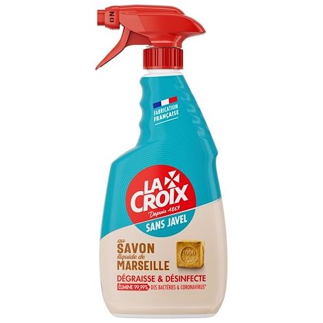 Nettoyant désinfectant La Croix sans javel au savon de Marseille - Spray de 500 ml (1/2)