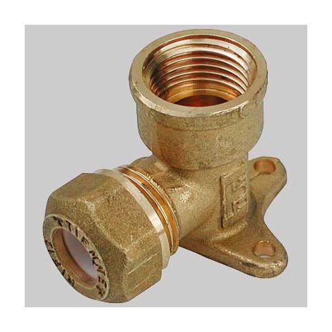 RACCORDO A GOMITO CON FLANGIA 3 FORI CON OGIVA P.T.E.F.  14  1/2 x 1/2     TIEMME