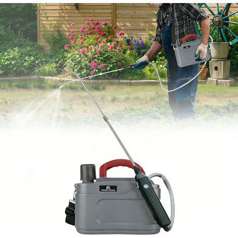 Pulverizador eléctrico de jardín de 8 litros con varilla telescópica y correa de hombro ajustable para el control de malezas en céspedes, jardines (1/5)