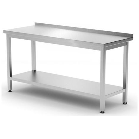 Table de travail murale avec étagère - vissée, profondeur : 600 mm - Ref 817285 - 60x120xH88 cm - Hendi