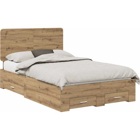 Cadre de lit Chêne artisanal 120 x 190 cm Bois d'ingénierie vidaXL (1/5)