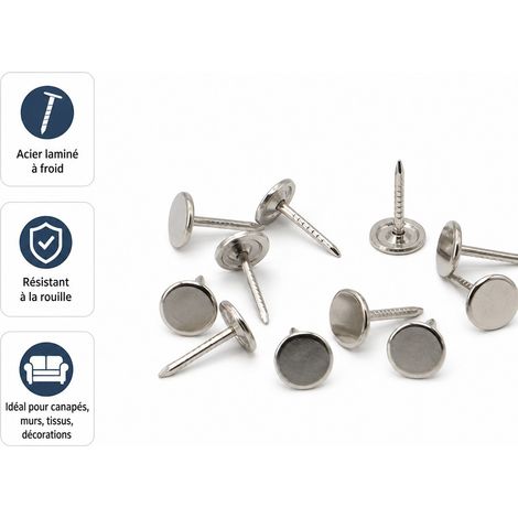 120 Punaises de Tapissier Tete Plate 8x13 mm Argent - Clous Decoratifs pour Meubles & DIY - Clous de Rembourrage Vintage (1/5)