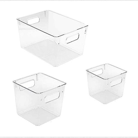 3pcs Bacs de rangement en plastique Clear Pantry Organizer Box Bin Containers For Organizing Kitchen Fridge (1/5)