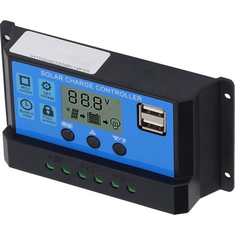 Régulateur de Charge Solaire PWM 90A LCD pour Batterie 12V/24V Panneau Photovoltaïque