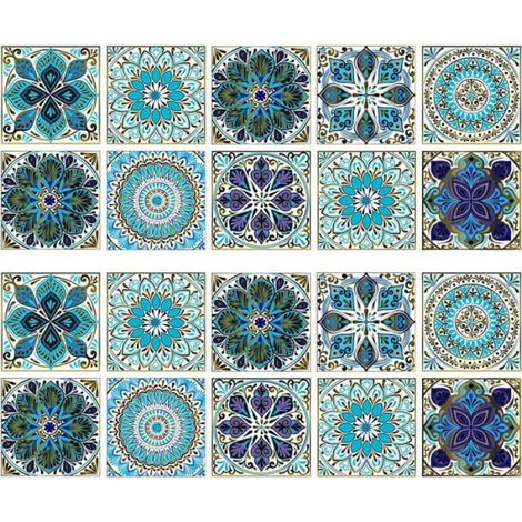 Carrelage Adhésif - PVC - 15 x 15 cm - Étanche - Auto-adhésif - Pour Cuisine Et Salle De Bain - 20 Pièces (1/4)