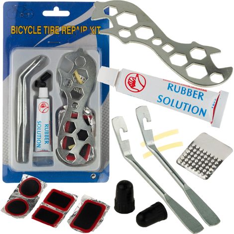 KIT DE REPARACIÓN DE CÁMARAS DE BICICLETA WW69 PARA BICICLETAS, PARCHES, LLAVE Y PEGAMENTO REUTILIZABLE