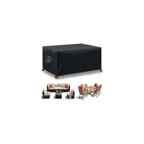 Funda para mesa de jardín, funda para muebles de jardín, impermeable y resistente a los rayos UV, fabricada en tejido Oxford 210D, color negro, 242 x 162 x 100 cm - Crezuo (1/4)