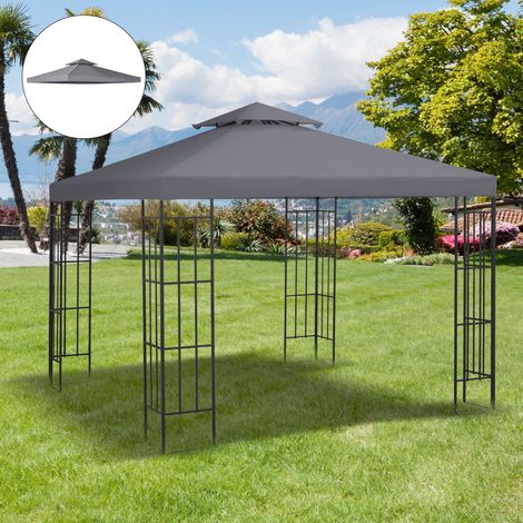 Tetto di ricambio Outsunny per padiglione da giardino, telo di ricambio per gazebo/tenda, 3 x 3 m, grigio
