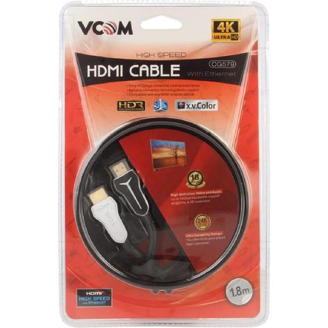 Cable HDMI 2.0 male des deux cotes 1.8m noir