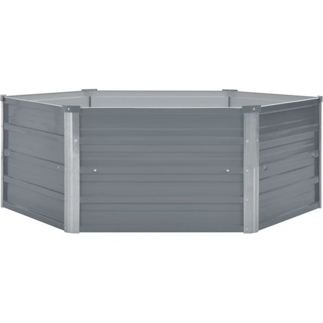 Fioriera rialzata per piante e fiori giardino 129 x 129 x 46 cm acciaio zincato grigio 020000790