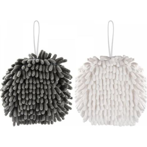 Pair Chenille Essuie Main, Douce et Pelucheuse Microfiber Serviette Main, Petite Suspendues Absorbantes Séchage Rapide Essuie-Mains pour Cuisine Salle de Bain et de Toilette (1/5)