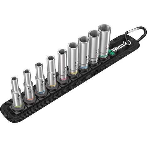 Set de 9 llaves de vaso largas Zyklop 1/4" WERA Belt A Deep 1 (1/2)