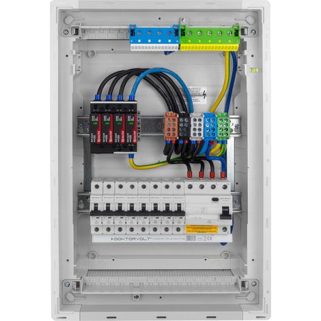 Sicherungskasten Unterputz Verteilerkasten 2-reihig 24 Module 8xMCB 1xRCCB VDE Saltek Überspannungsschutz Unterverteilung verdrahtet Verteilerschrank mit Sicherungen 505,50x348x98mm Hager Hohlwand Ver (1/5)