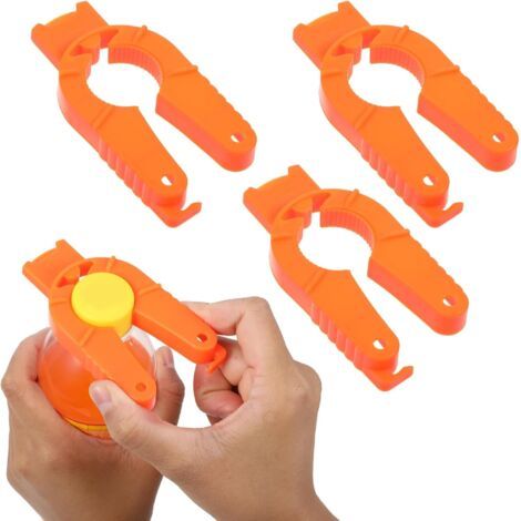royaluxe-Lot de 3 Ouvre Bouteille 3 en 1 Multifonctionnel Ouvre-Bouchon Facile à Utiliser pour Personnes âgées et Arthrite, Orange, Plastique (1/5)
