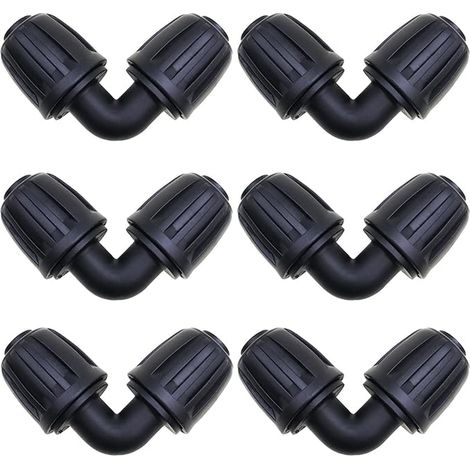 Accessoires d'irrigation, 6 Pcs Connecteurs Coudés, Raccord Arrosage 16 mm, Connecteur de Tuyau D'irrigation de Jardin, pour connecteurs d'irrigation de Jardin Tuyau PE (1/4)