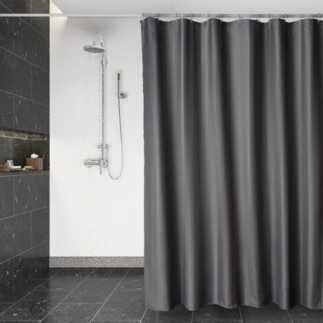 180 x 200 cm, dark gray, quick-drying shower curtain, machine washable water-resistant polyester fabric shower curtain, shower curtai (1/5)