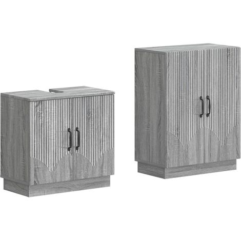 2-teiliges Badezimmer Schrank Set HOORN Sonoma-Grau vidaXL (1/5)